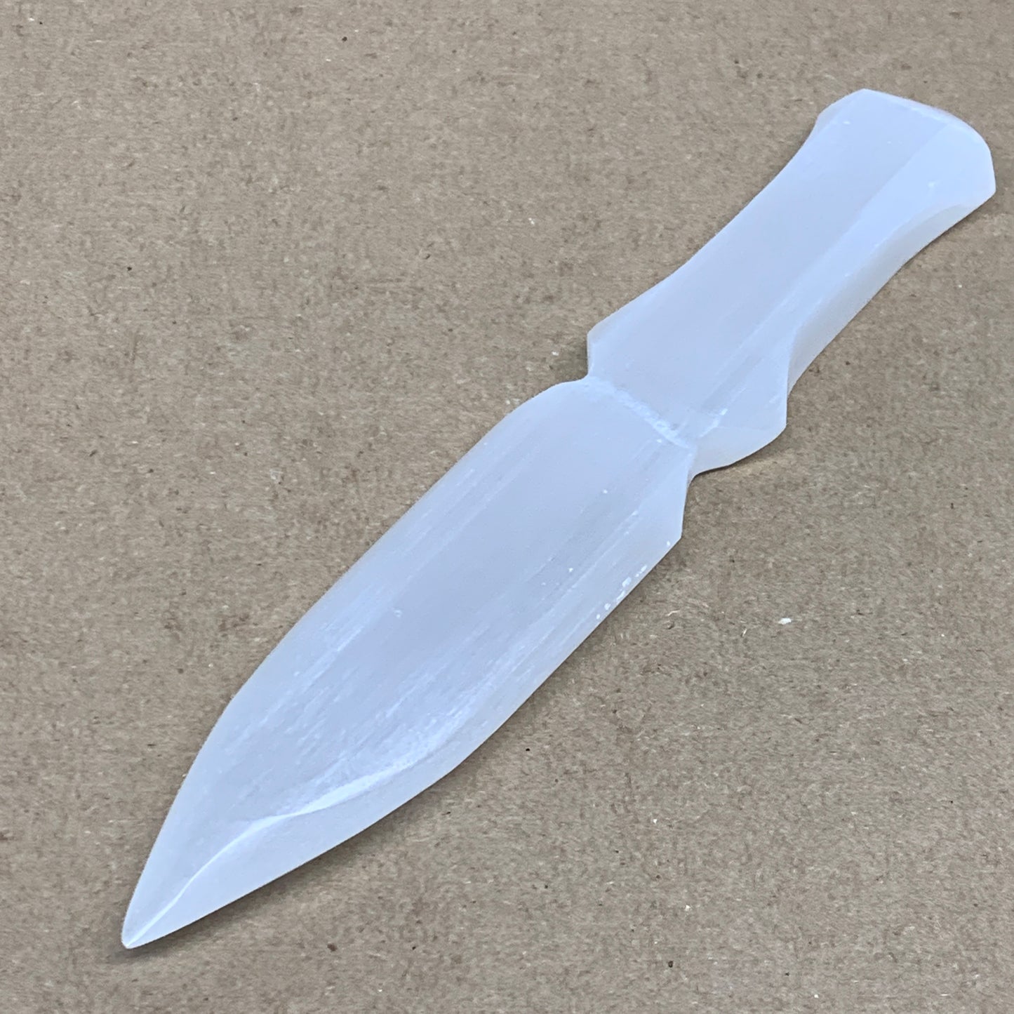 123g, 7.5"x1.3"x0.5", Natural Selenite Crystal Dagger (Satin Spar), B36903