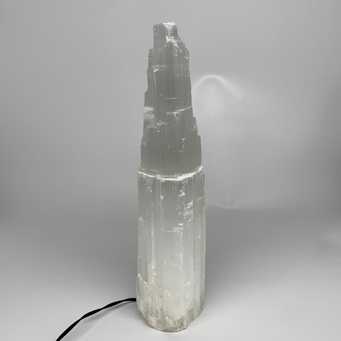 11.7 lbs, 15.5"x5.2"x4.1" Rough Selenite (Satin Spar) Lamp Tower W/Chord, B35832