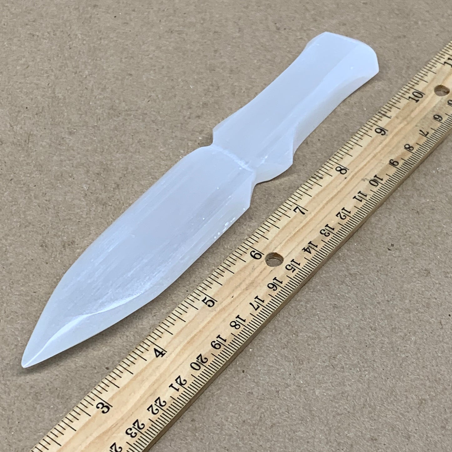123g, 7.5"x1.3"x0.5", Natural Selenite Crystal Dagger (Satin Spar), B36903