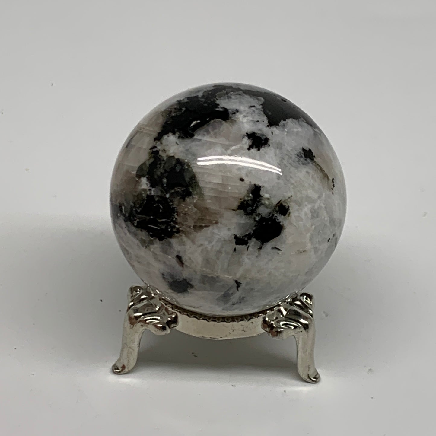 126.4g, 1.7"(44mm), Natural Rainbow Moonstone Sphere Ball Gemstone, B35169