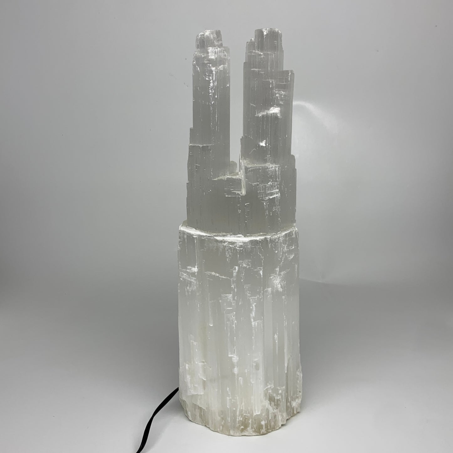11.7 lbs, 15.5"x5.2"x4.1" Rough Selenite (Satin Spar) Lamp Tower W/Chord, B35832