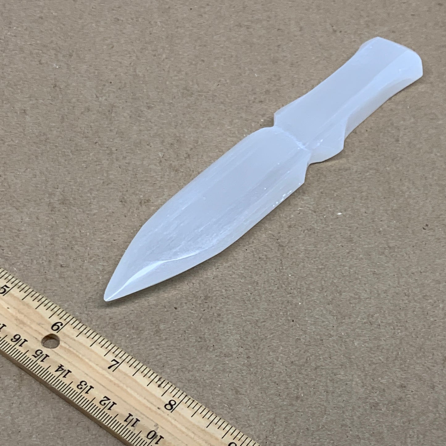 123g, 7.5"x1.3"x0.5", Natural Selenite Crystal Dagger (Satin Spar), B36903