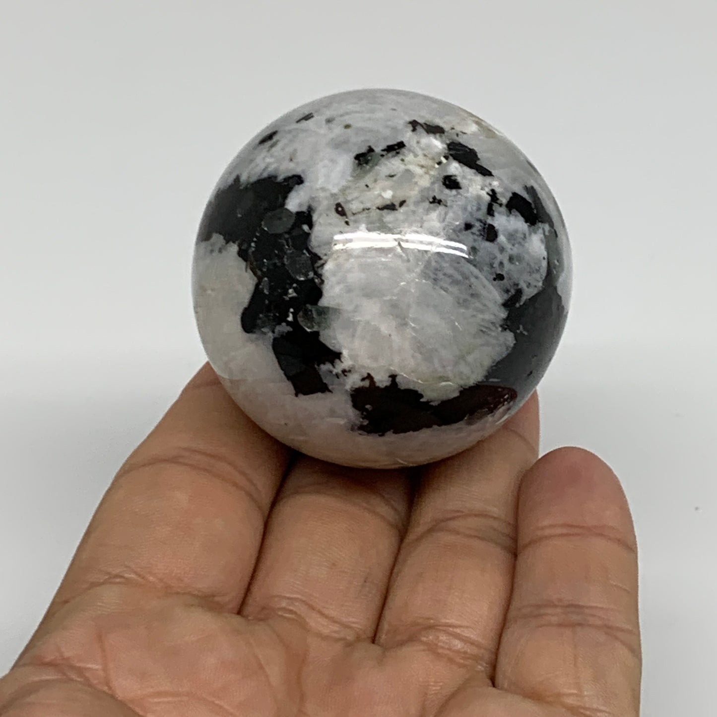 158.9g, 1.9"(48mm), Natural Rainbow Moonstone Sphere Ball Gemstone, B34384