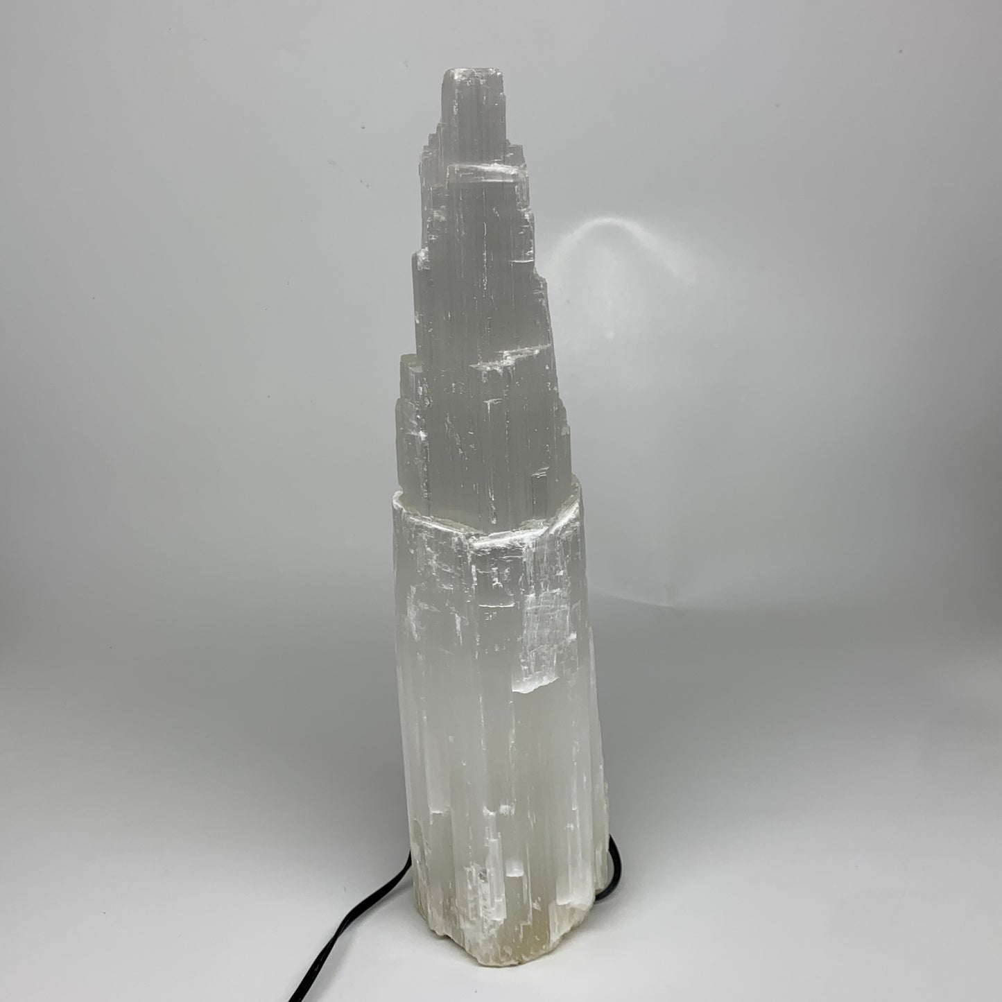 11.7 lbs, 15.5"x5.2"x4.1" Rough Selenite (Satin Spar) Lamp Tower W/Chord, B35832