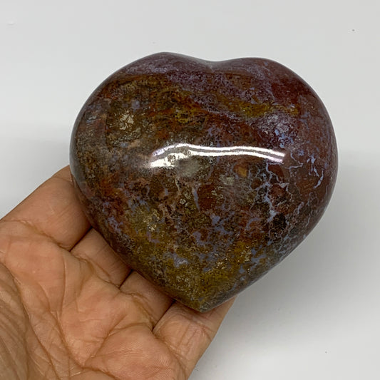 0.72 lbs, 3"x3.1"x1.6" Ocean Jasper Heart Polished Healing Crystal, B30931