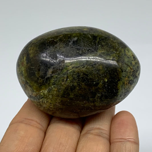 133.6g, 2.6"x1.9"x1.4", Green Opal Crystal PalmStone Polished Reiki, B38247