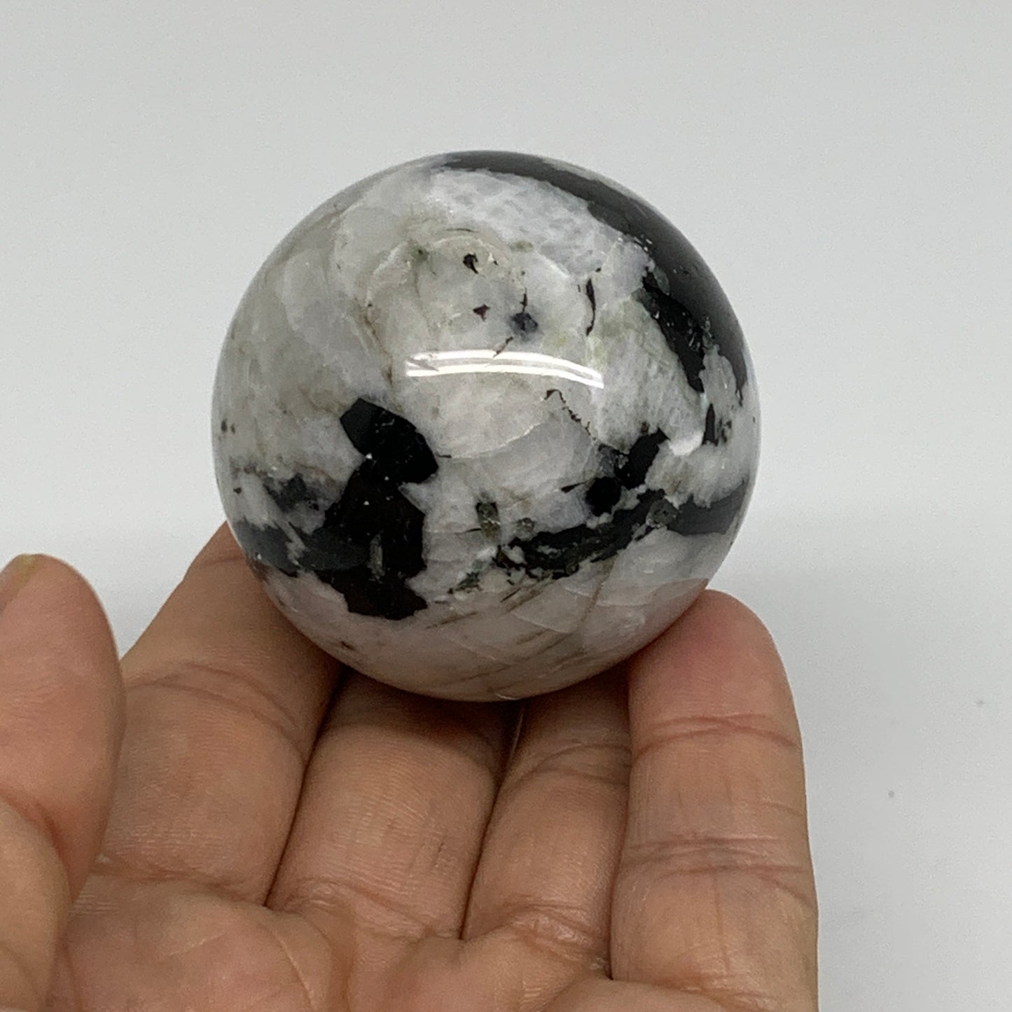 158.9g, 1.9"(48mm), Natural Rainbow Moonstone Sphere Ball Gemstone, B34384