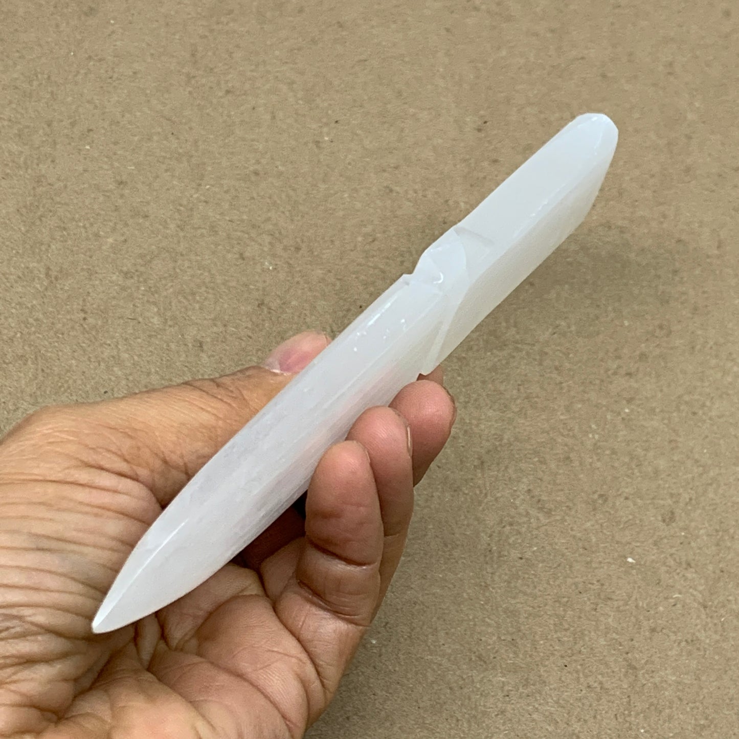 106g, 7.5"x1.3"x0.4", Natural Selenite Crystal Dagger (Satin Spar), B36904