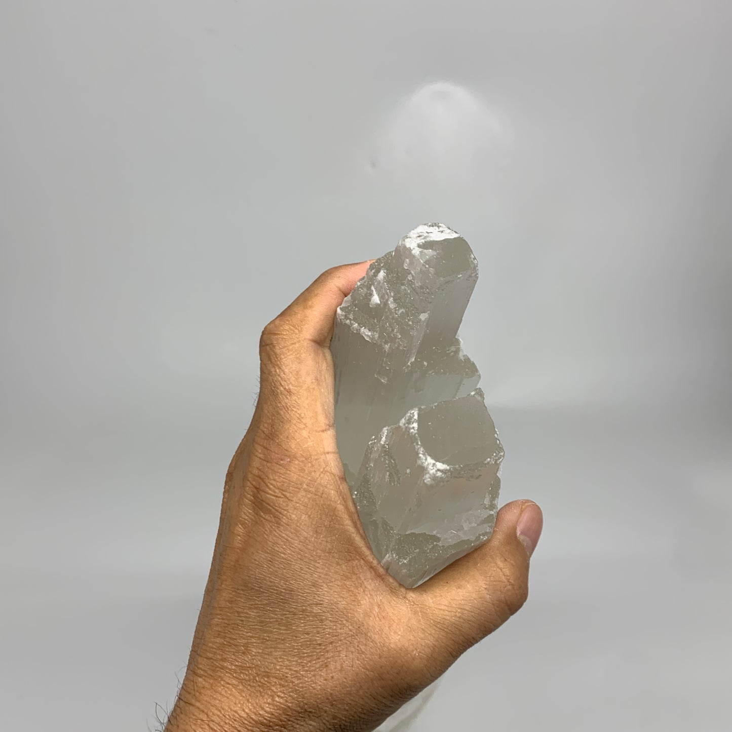 11.7 lbs, 15.5"x5.2"x4.1" Rough Selenite (Satin Spar) Lamp Tower W/Chord, B35832