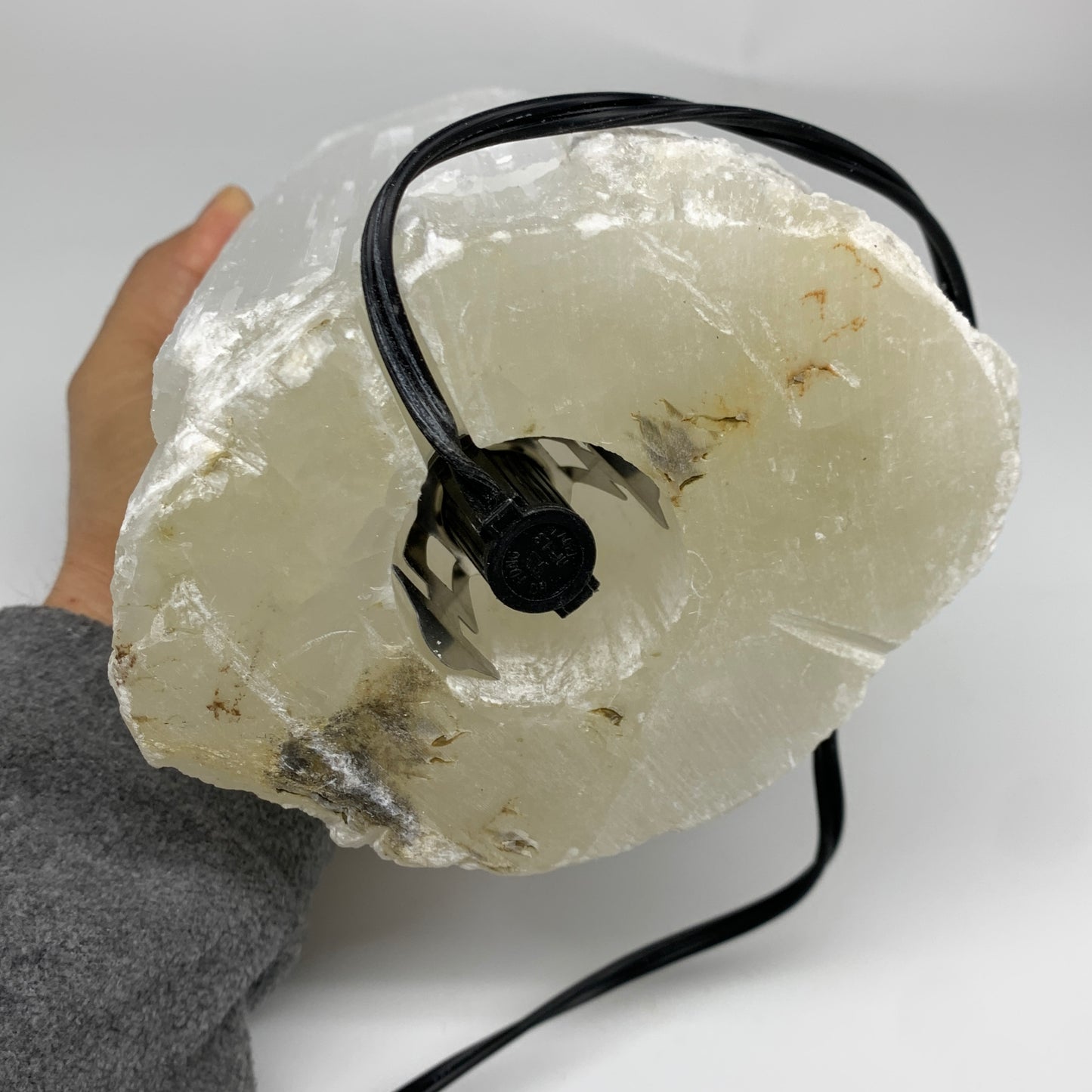 11.7 lbs, 15.5"x5.2"x4.1" Rough Selenite (Satin Spar) Lamp Tower W/Chord, B35832