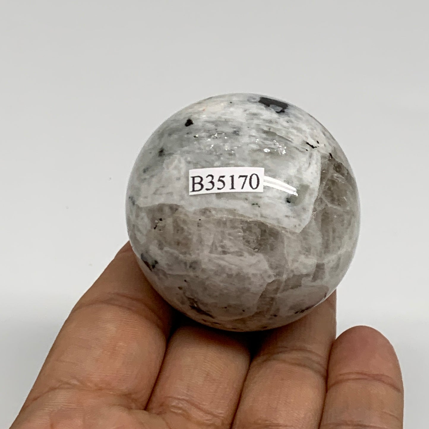 139.9g, 1.8"(46mm), Natural Rainbow Moonstone Sphere Ball Gemstone, B35170