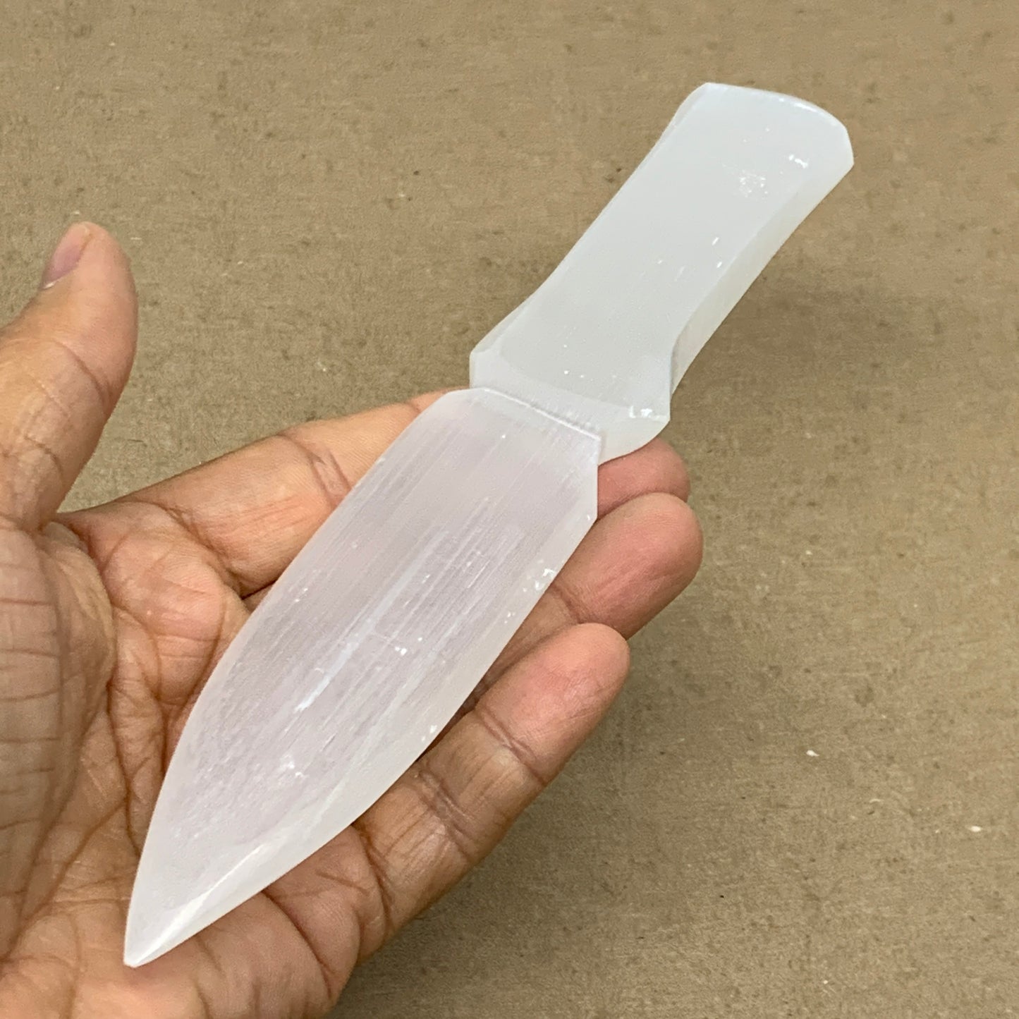 106g, 7.5"x1.3"x0.4", Natural Selenite Crystal Dagger (Satin Spar), B36904