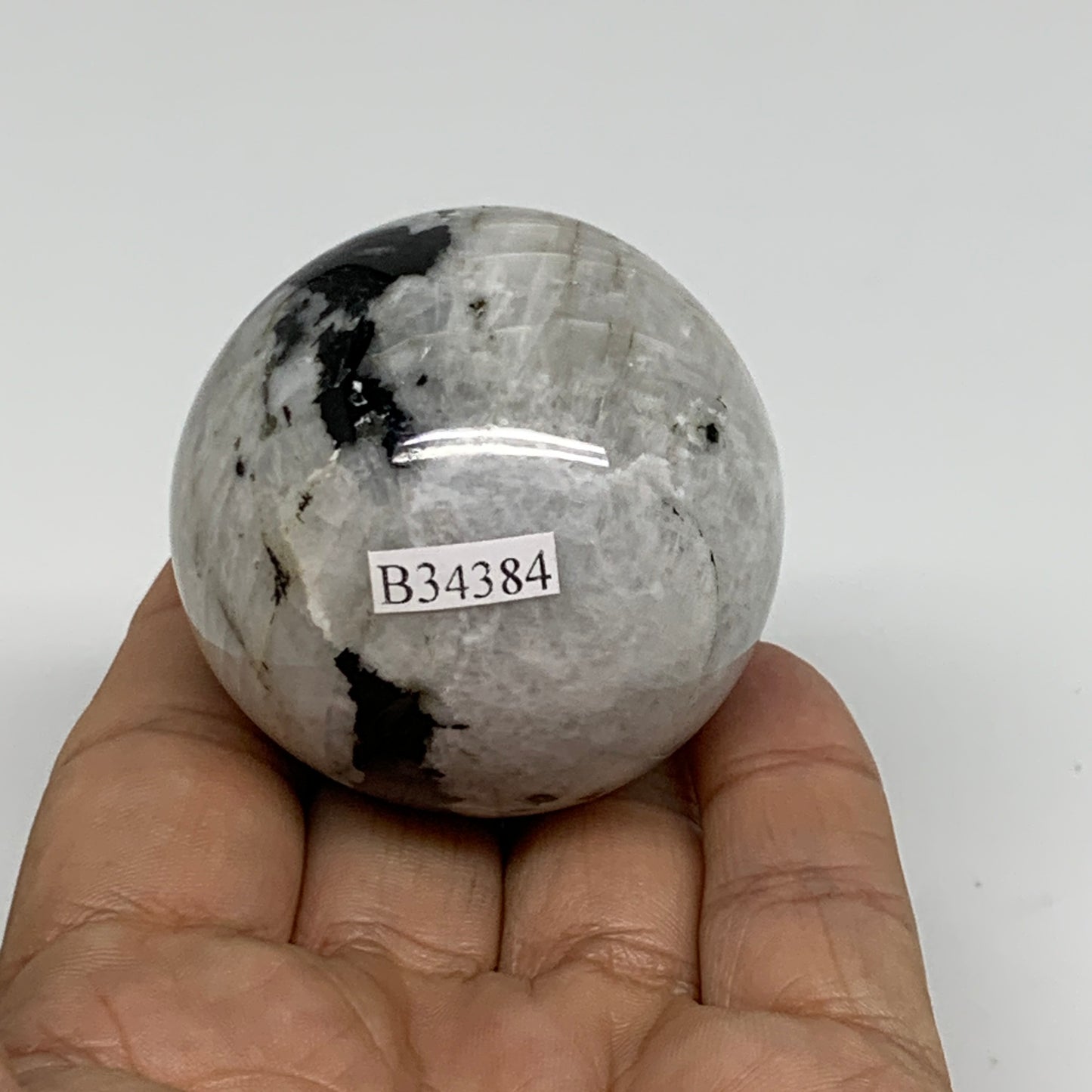 158.9g, 1.9"(48mm), Natural Rainbow Moonstone Sphere Ball Gemstone, B34384