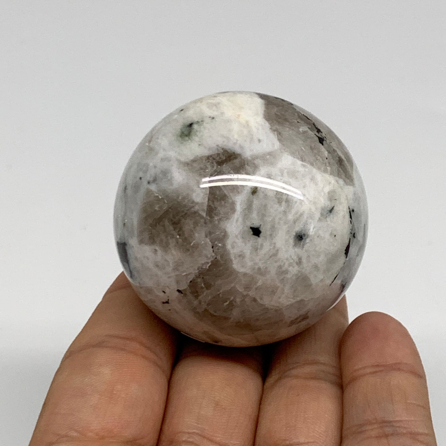 139.9g, 1.8"(46mm), Natural Rainbow Moonstone Sphere Ball Gemstone, B35170