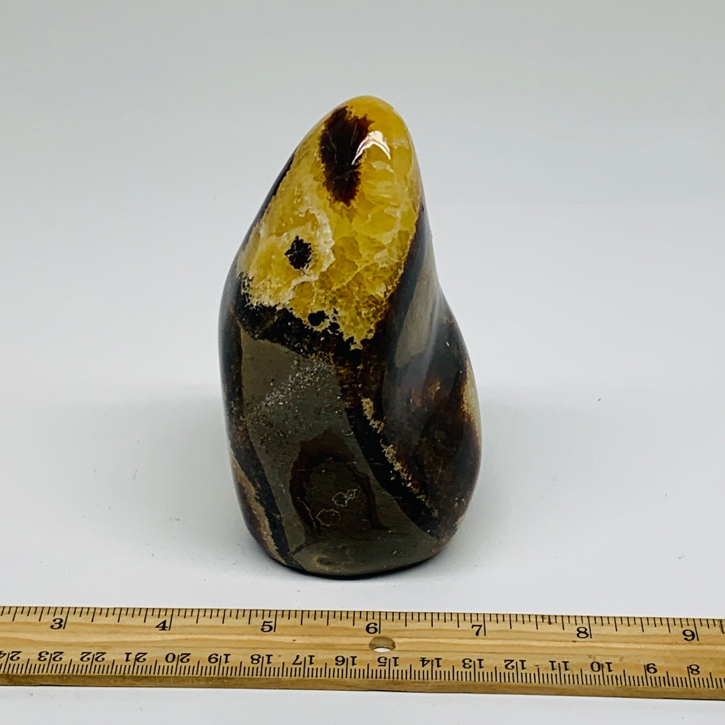 1.8 lbs, 4.7"x3.1"x2.6", Septarian Nodules Freeform Polished Crystal, B37393