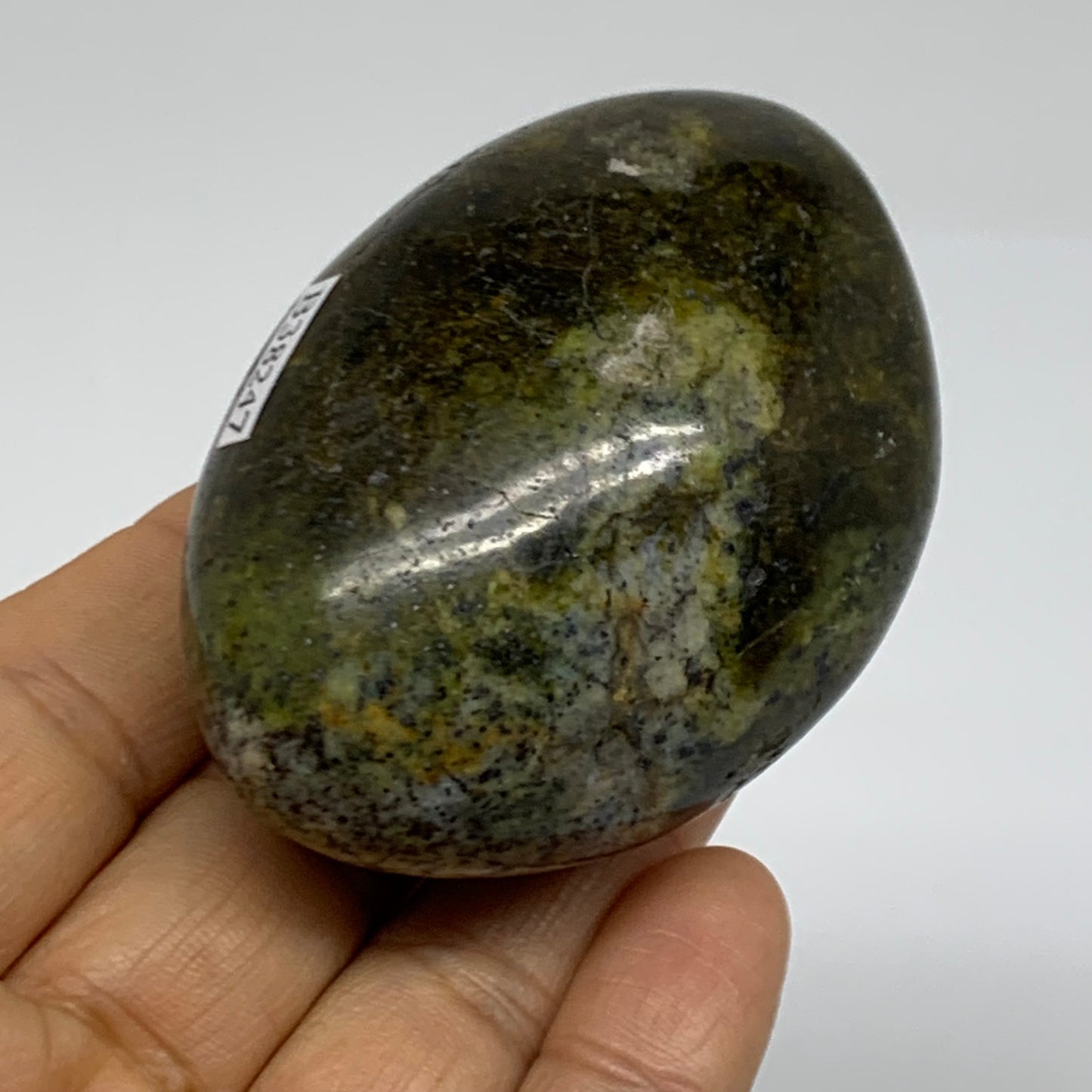 133.6g, 2.6"x1.9"x1.4", Green Opal Crystal PalmStone Polished Reiki, B38247