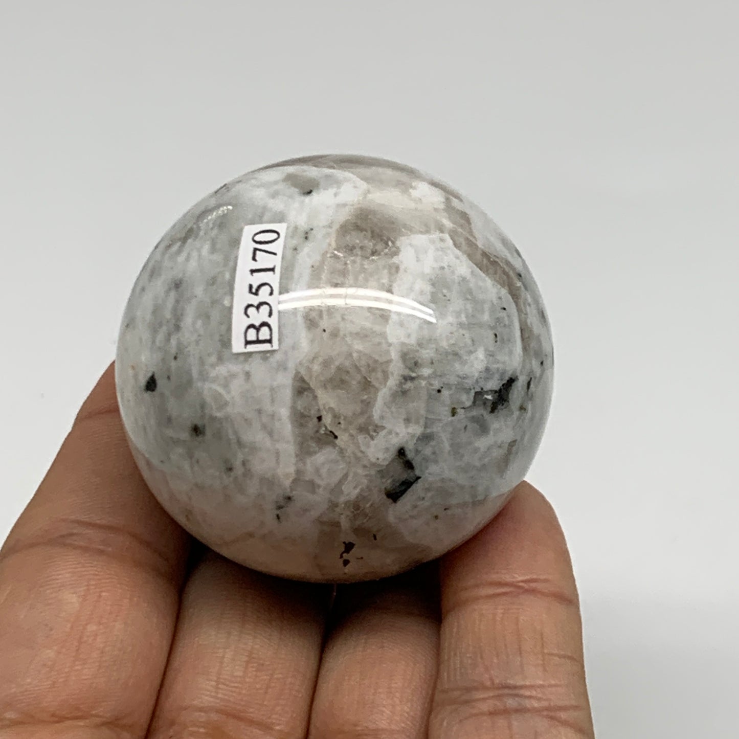 139.9g, 1.8"(46mm), Natural Rainbow Moonstone Sphere Ball Gemstone, B35170