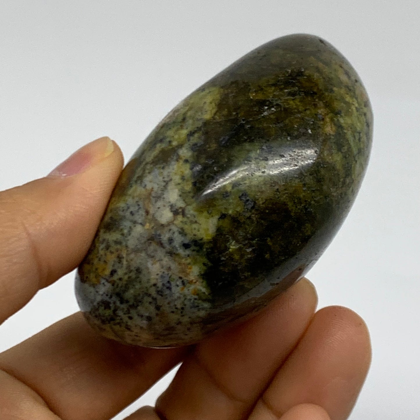 133.6g, 2.6"x1.9"x1.4", Green Opal Crystal PalmStone Polished Reiki, B38247