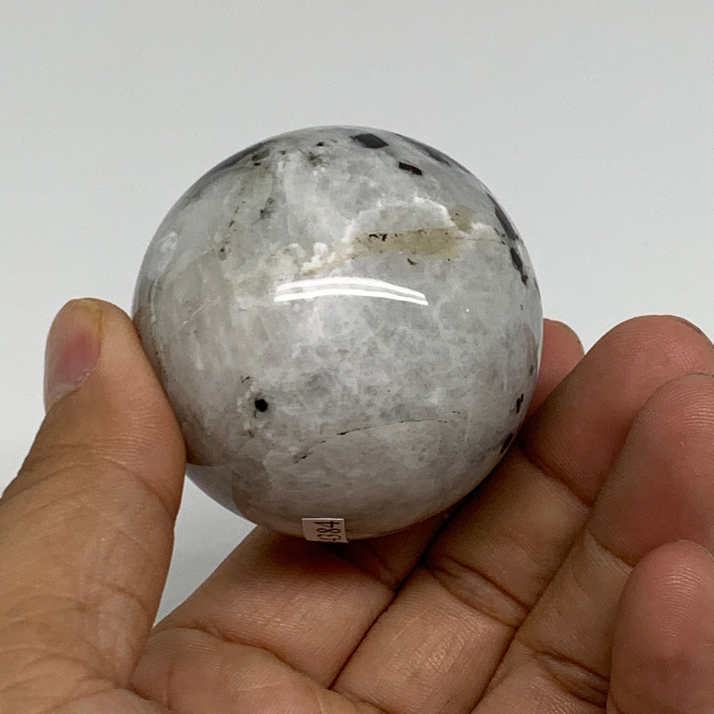 158.9g, 1.9"(48mm), Natural Rainbow Moonstone Sphere Ball Gemstone, B34384