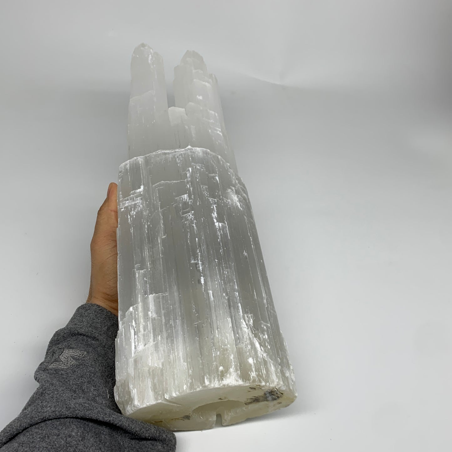 11.7 lbs, 15.5"x5.2"x4.1" Rough Selenite (Satin Spar) Lamp Tower W/Chord, B35832