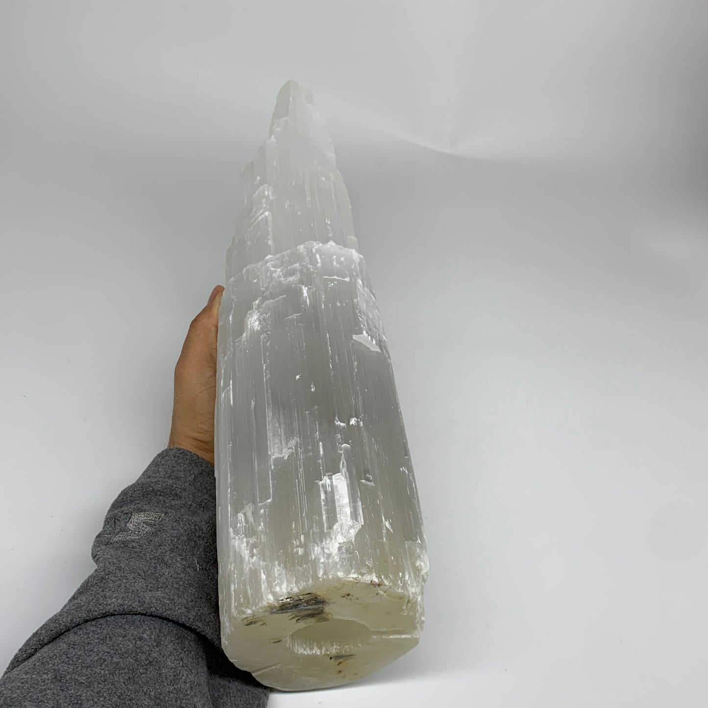 11.7 lbs, 15.5"x5.2"x4.1" Rough Selenite (Satin Spar) Lamp Tower W/Chord, B35832