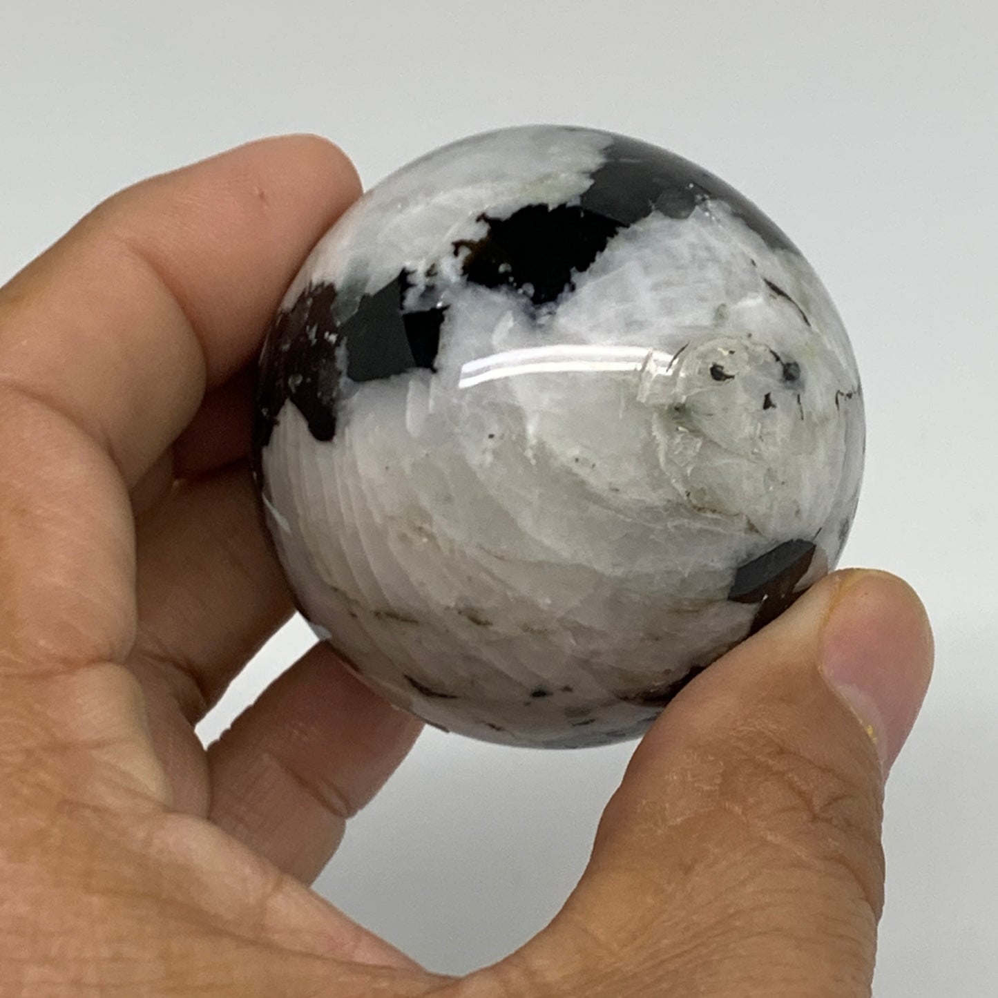 158.9g, 1.9"(48mm), Natural Rainbow Moonstone Sphere Ball Gemstone, B34384