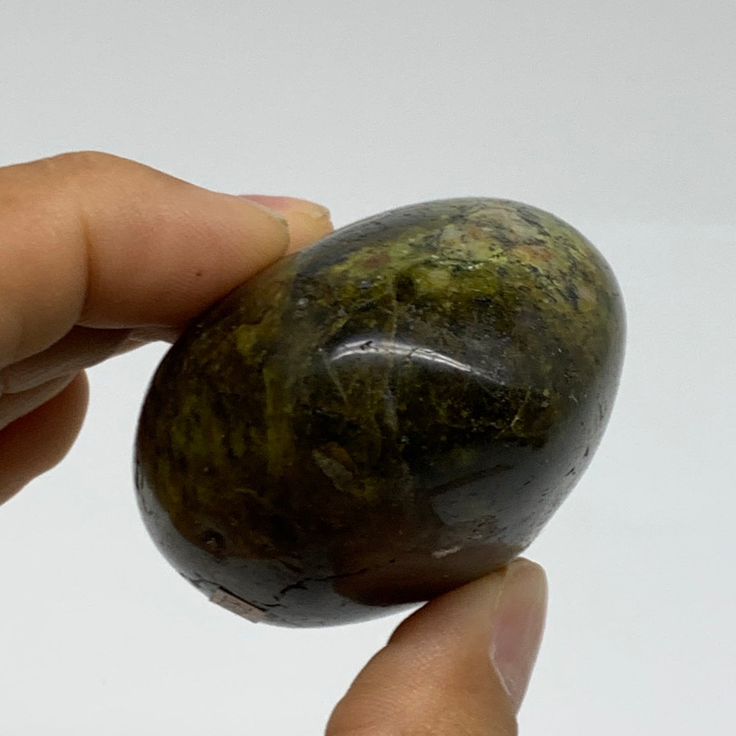 133.6g, 2.6"x1.9"x1.4", Green Opal Crystal PalmStone Polished Reiki, B38247