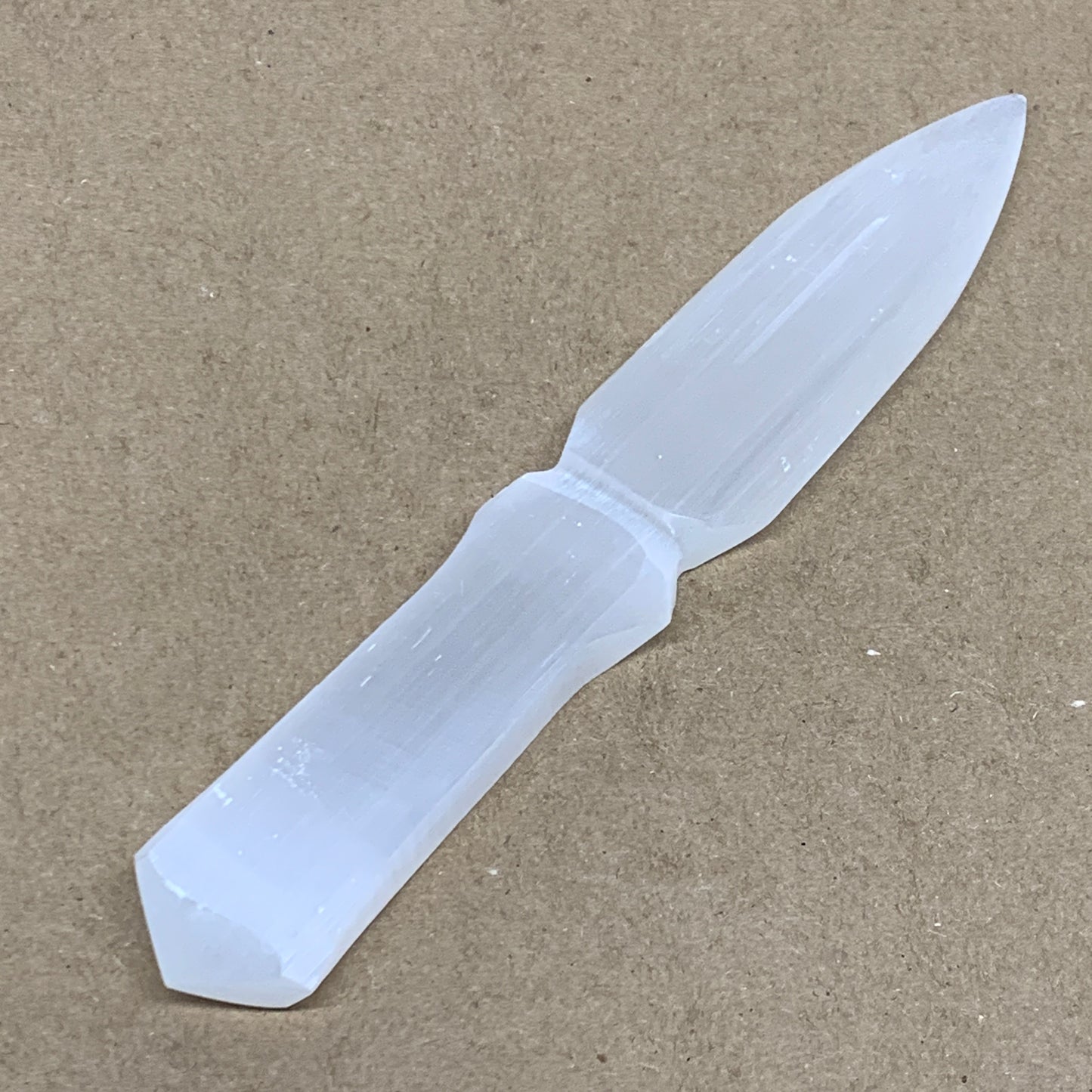 106g, 7.5"x1.3"x0.4", Natural Selenite Crystal Dagger (Satin Spar), B36904