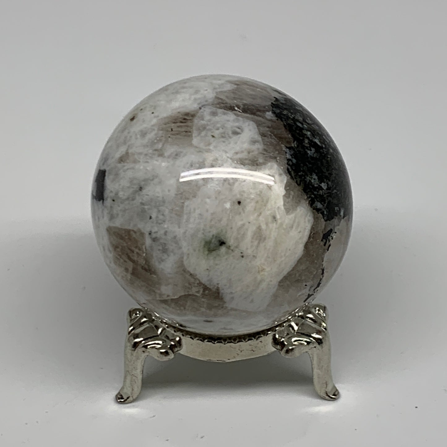 139.9g, 1.8"(46mm), Natural Rainbow Moonstone Sphere Ball Gemstone, B35170