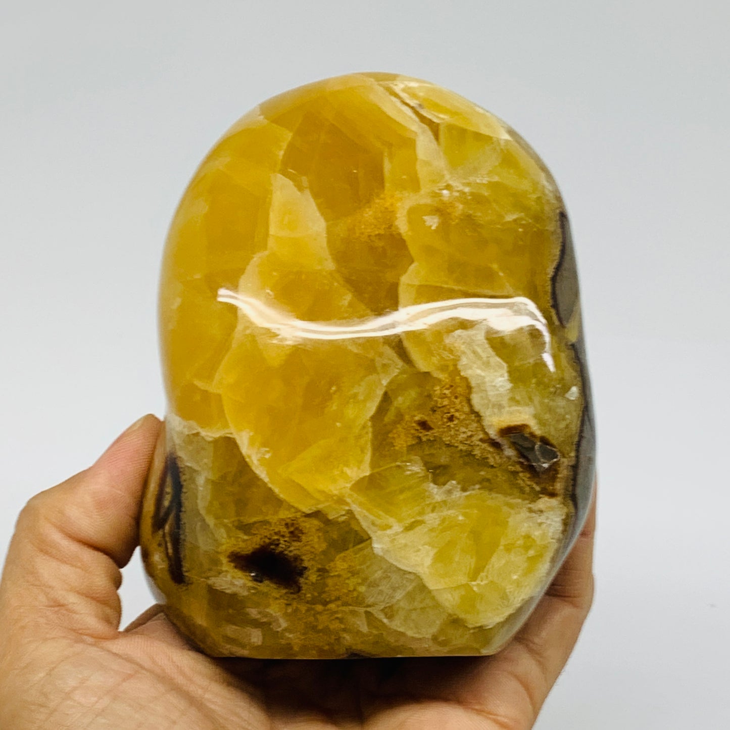 1.55 lbs, 4.2"x3"x2", Septarian Nodules Freeform Polished Crystal, B37394