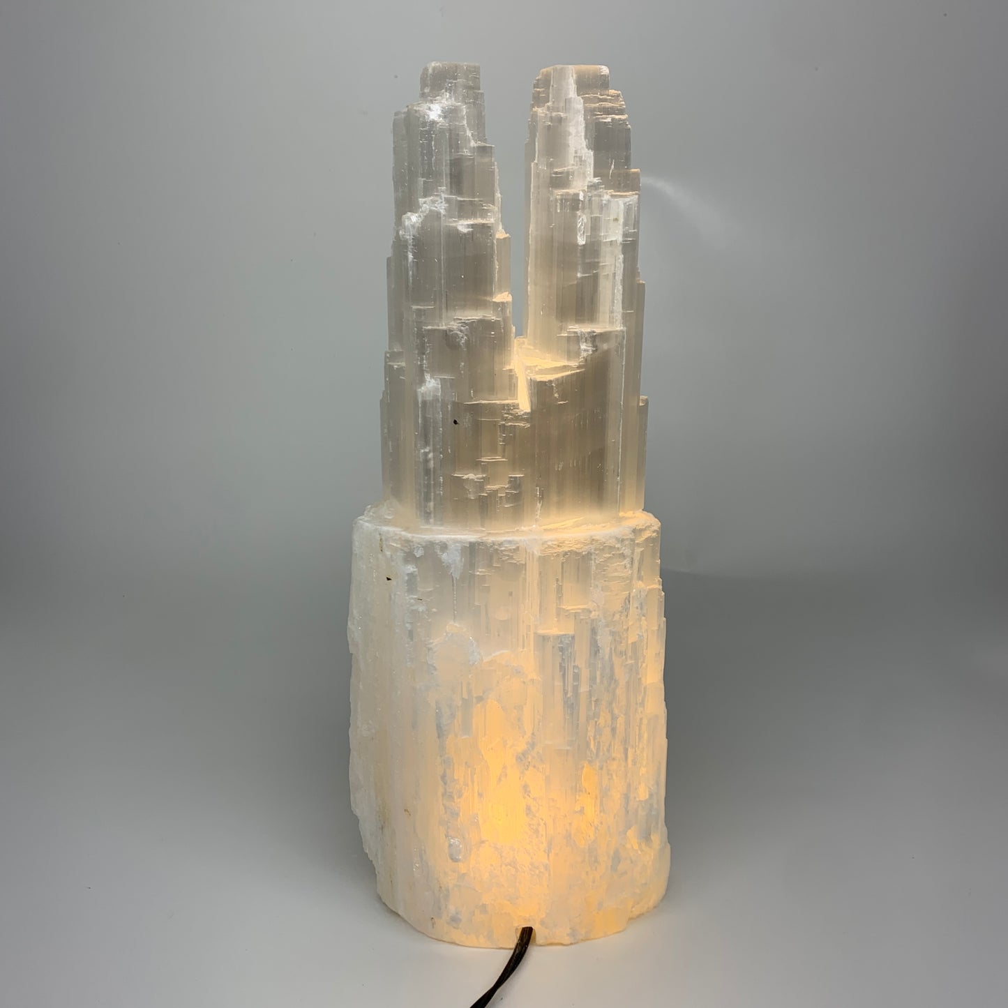 11 lbs, 13.7"x5.3"x3.7" Rough Selenite (Satin Spar) Lamp Tower W/Chord, B35833