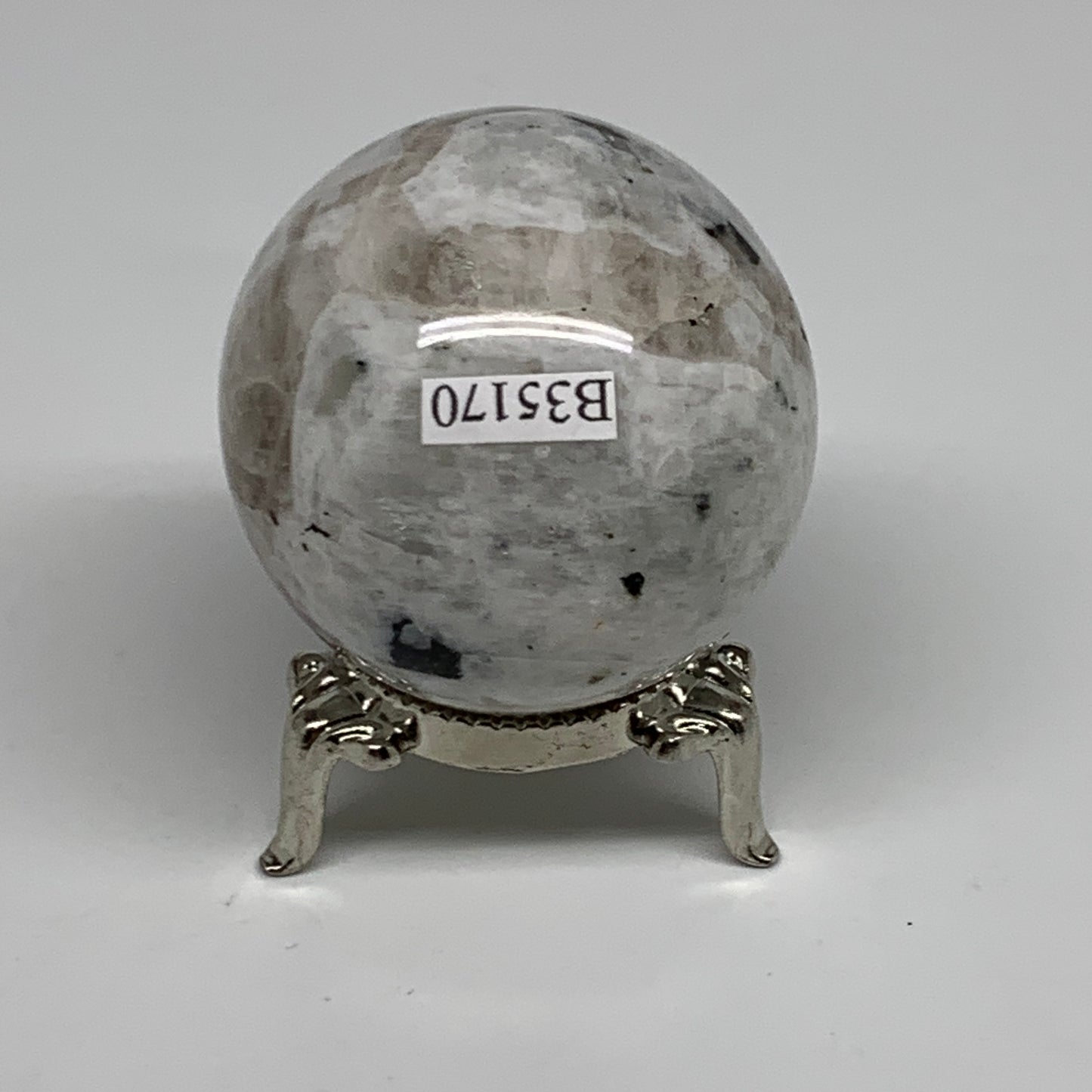 139.9g, 1.8"(46mm), Natural Rainbow Moonstone Sphere Ball Gemstone, B35170