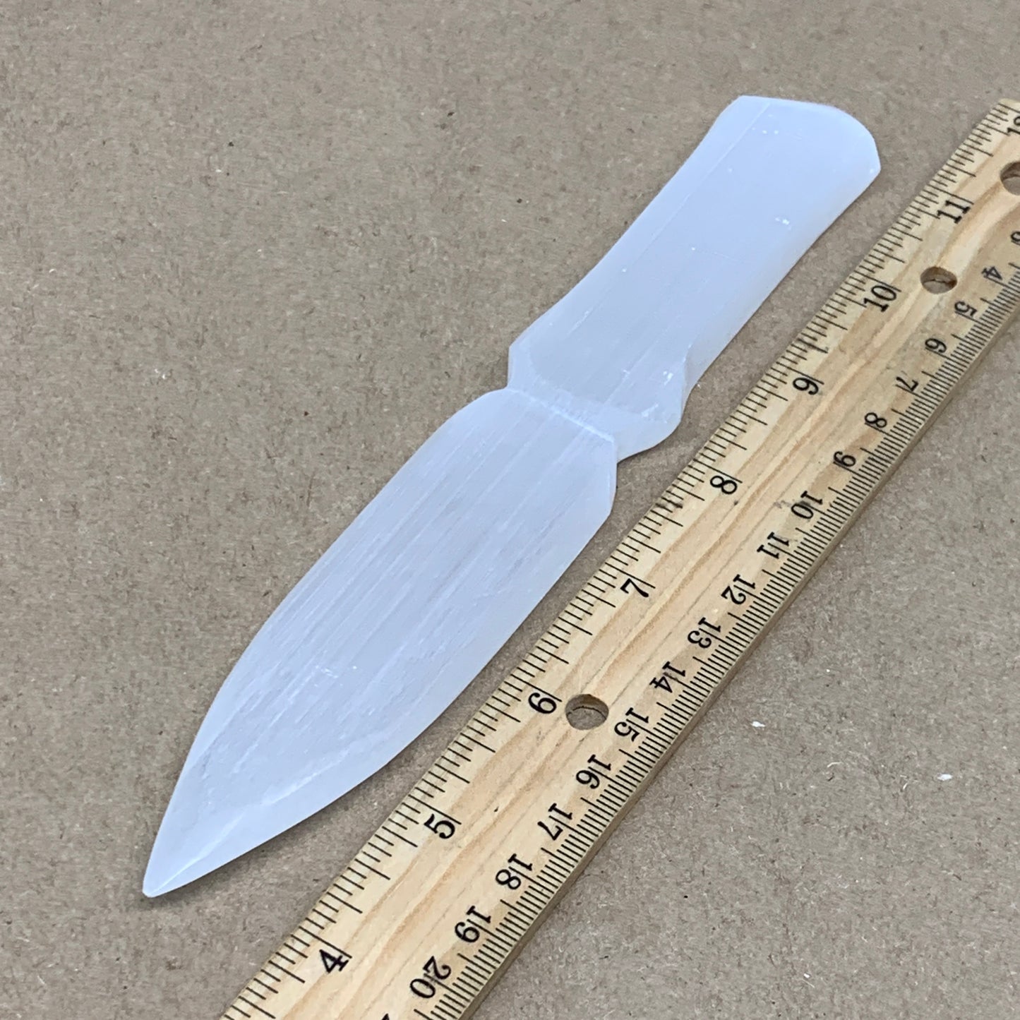 106g, 7.5"x1.3"x0.4", Natural Selenite Crystal Dagger (Satin Spar), B36904
