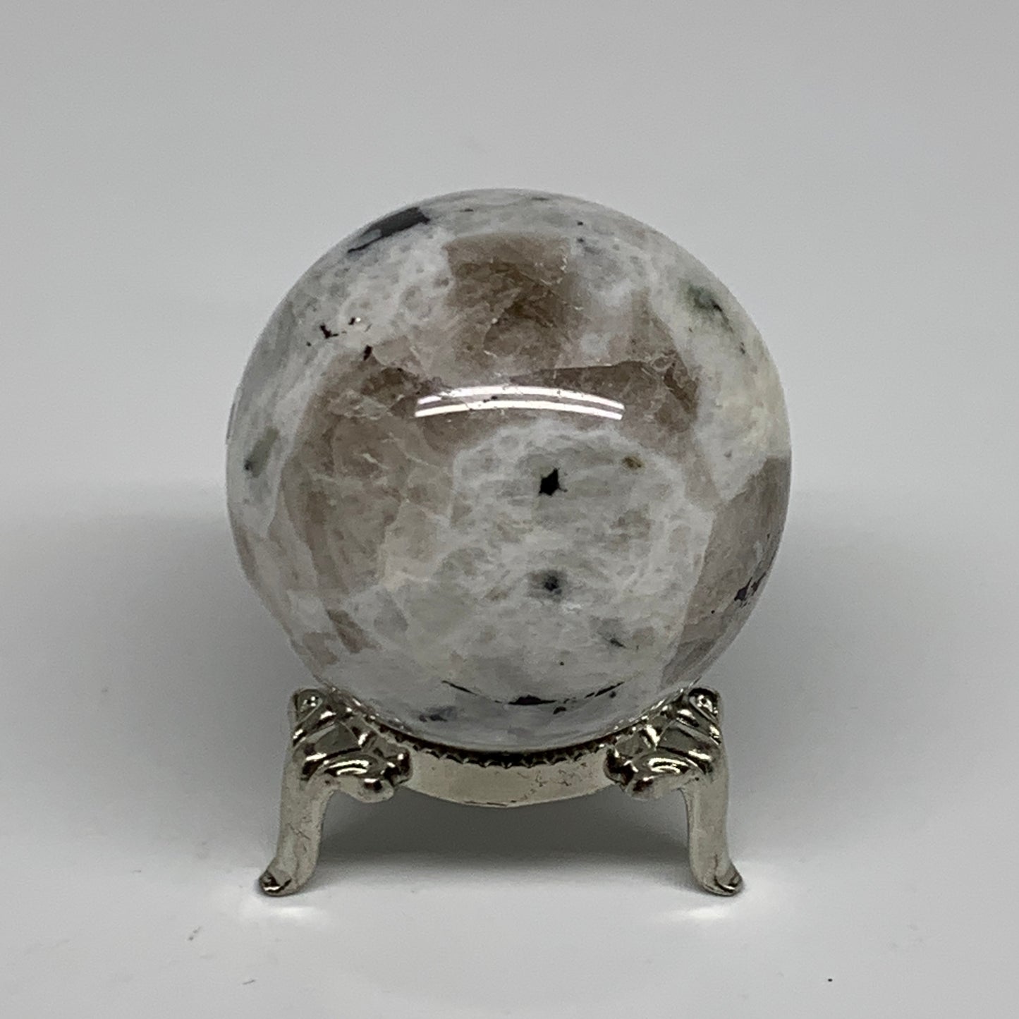 139.9g, 1.8"(46mm), Natural Rainbow Moonstone Sphere Ball Gemstone, B35170