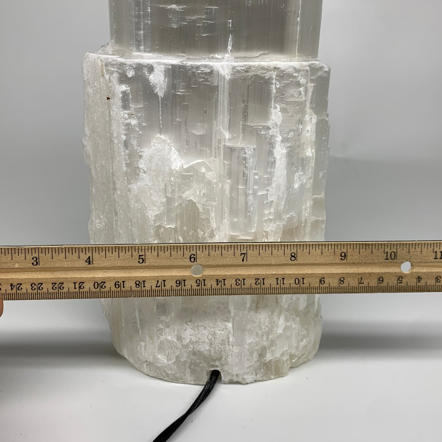11 lbs, 13.7"x5.3"x3.7" Rough Selenite (Satin Spar) Lamp Tower W/Chord, B35833