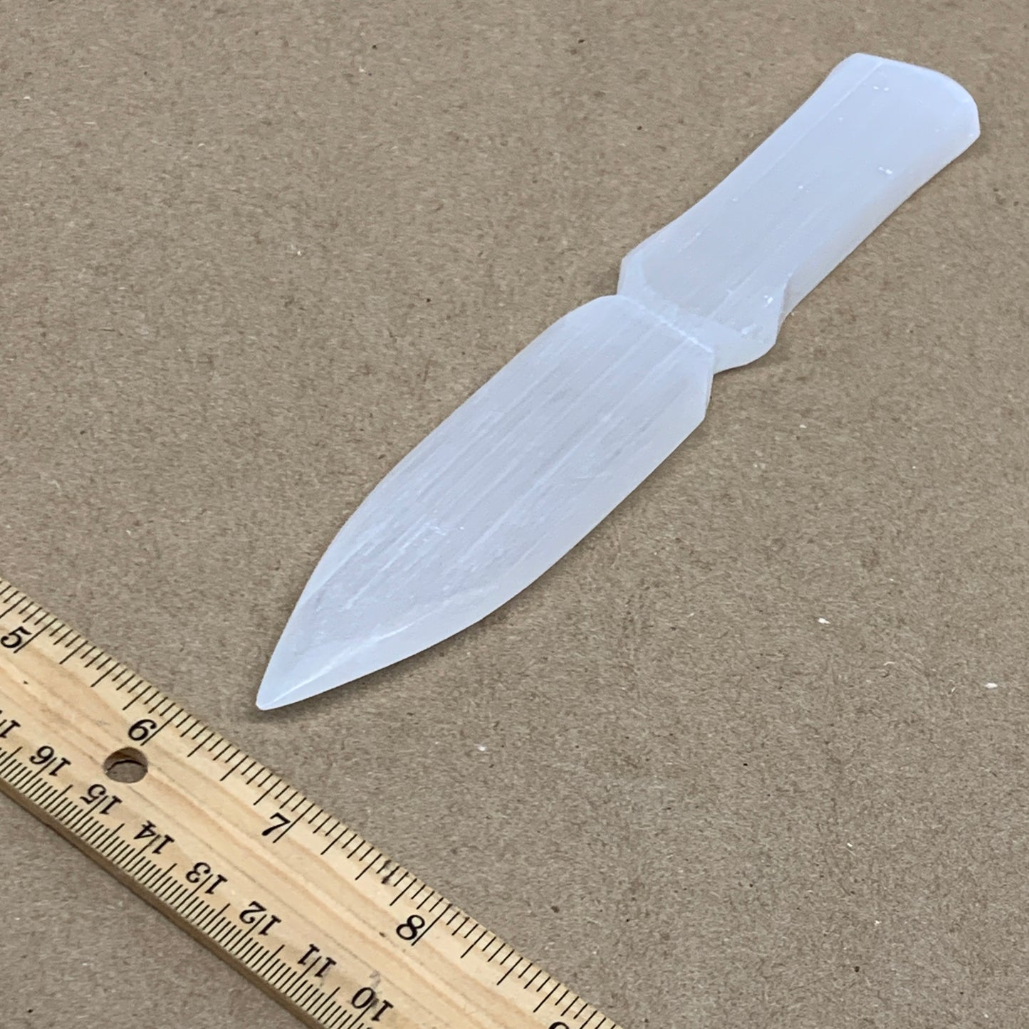 106g, 7.5"x1.3"x0.4", Natural Selenite Crystal Dagger (Satin Spar), B36904
