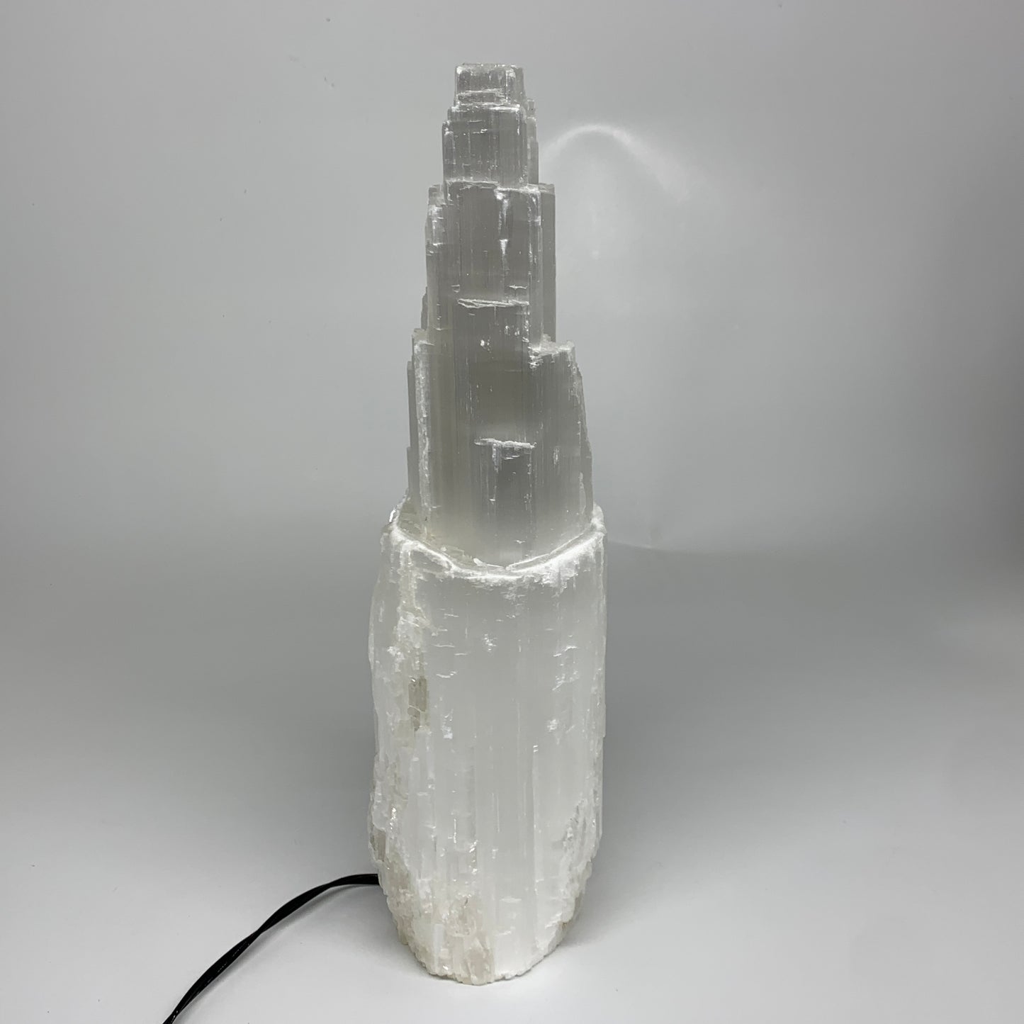 11 lbs, 13.7"x5.3"x3.7" Rough Selenite (Satin Spar) Lamp Tower W/Chord, B35833