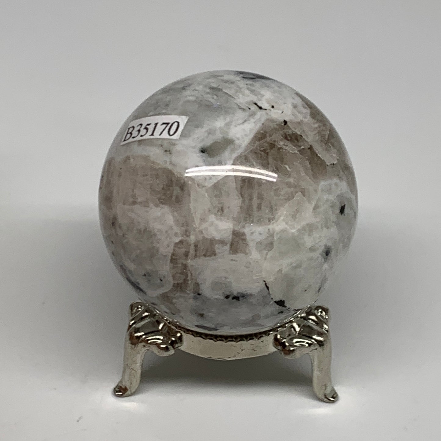 139.9g, 1.8"(46mm), Natural Rainbow Moonstone Sphere Ball Gemstone, B35170