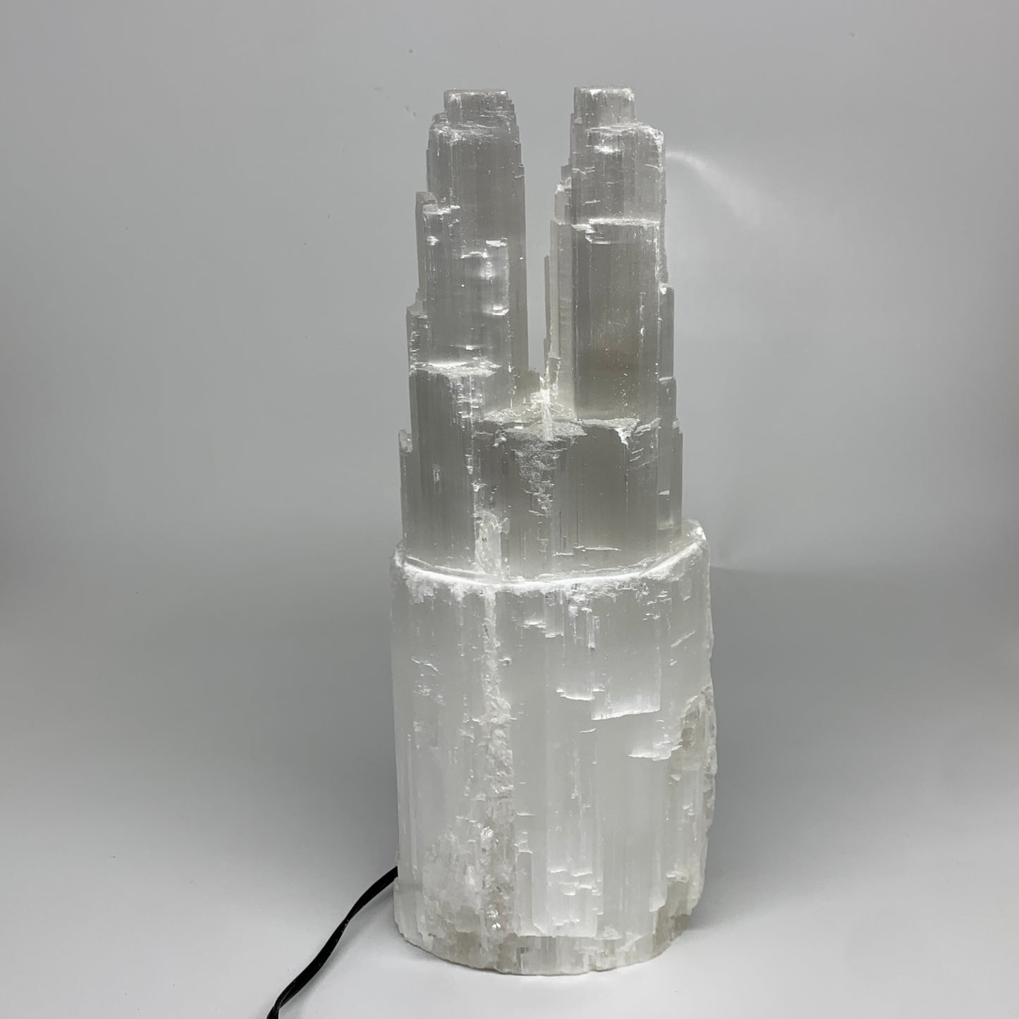 11 lbs, 13.7"x5.3"x3.7" Rough Selenite (Satin Spar) Lamp Tower W/Chord, B35833