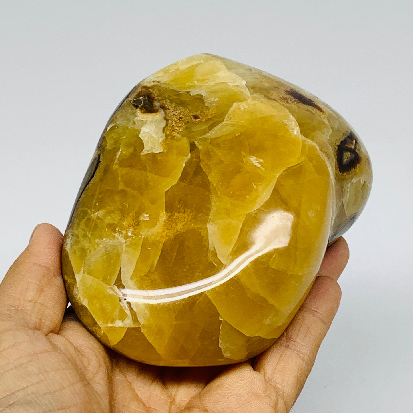 1.55 lbs, 4.2"x3"x2", Septarian Nodules Freeform Polished Crystal, B37394