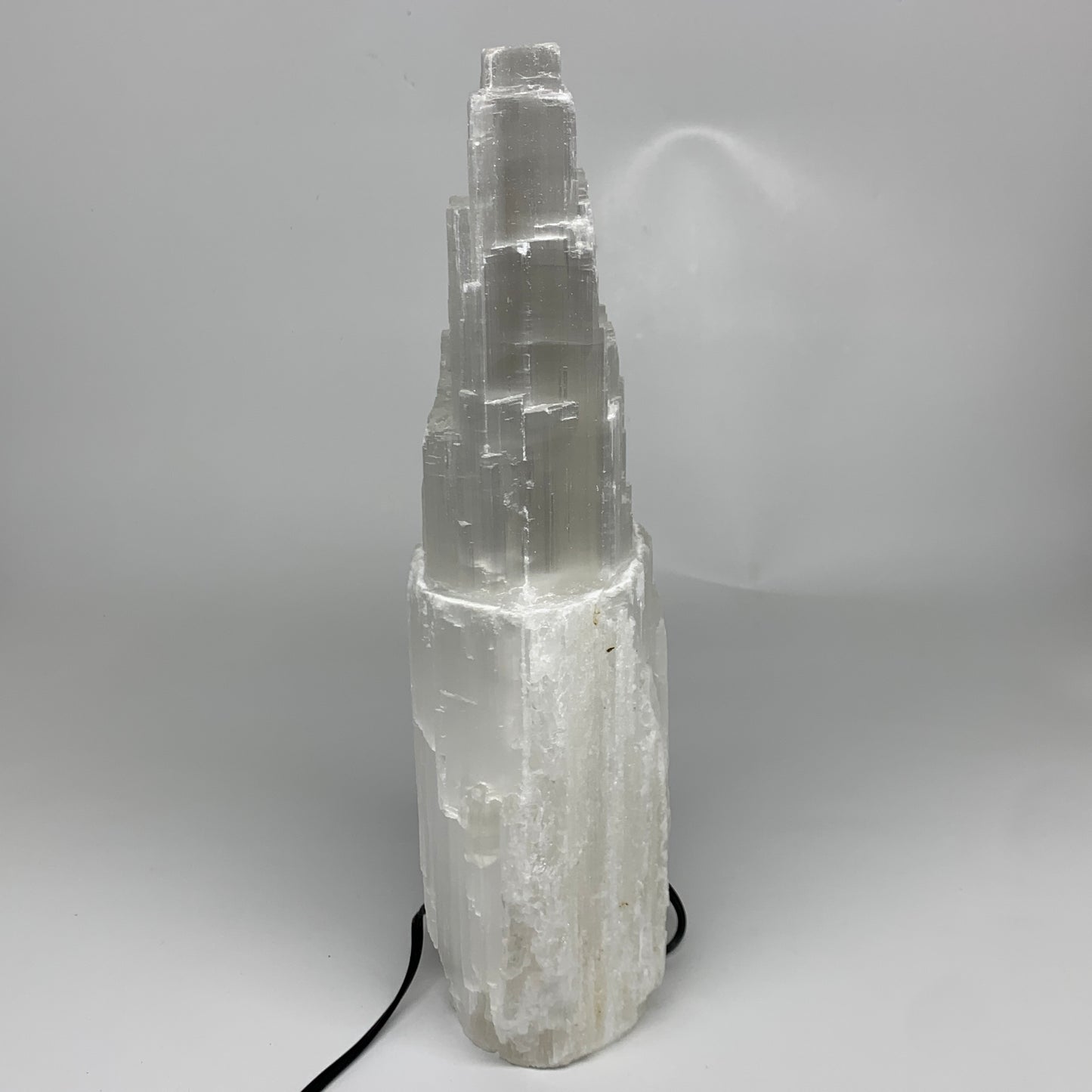 11 lbs, 13.7"x5.3"x3.7" Rough Selenite (Satin Spar) Lamp Tower W/Chord, B35833