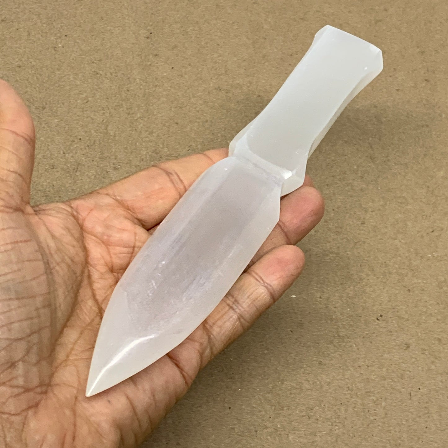 146g, 7.5"x1.3"x0.6", Natural Selenite Crystal Dagger (Satin Spar), B36905