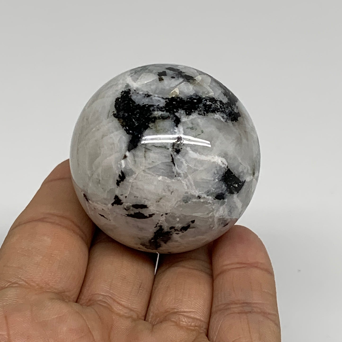 139.9g, 1.8"(46mm), Natural Rainbow Moonstone Sphere Ball Gemstone, B34385