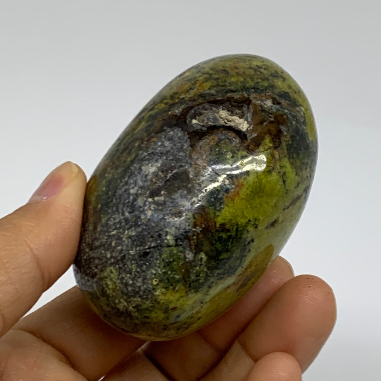 198g, 2.7"x2.3"x1.7", Green Opal Crystal PalmStone Polished Reiki, B38248