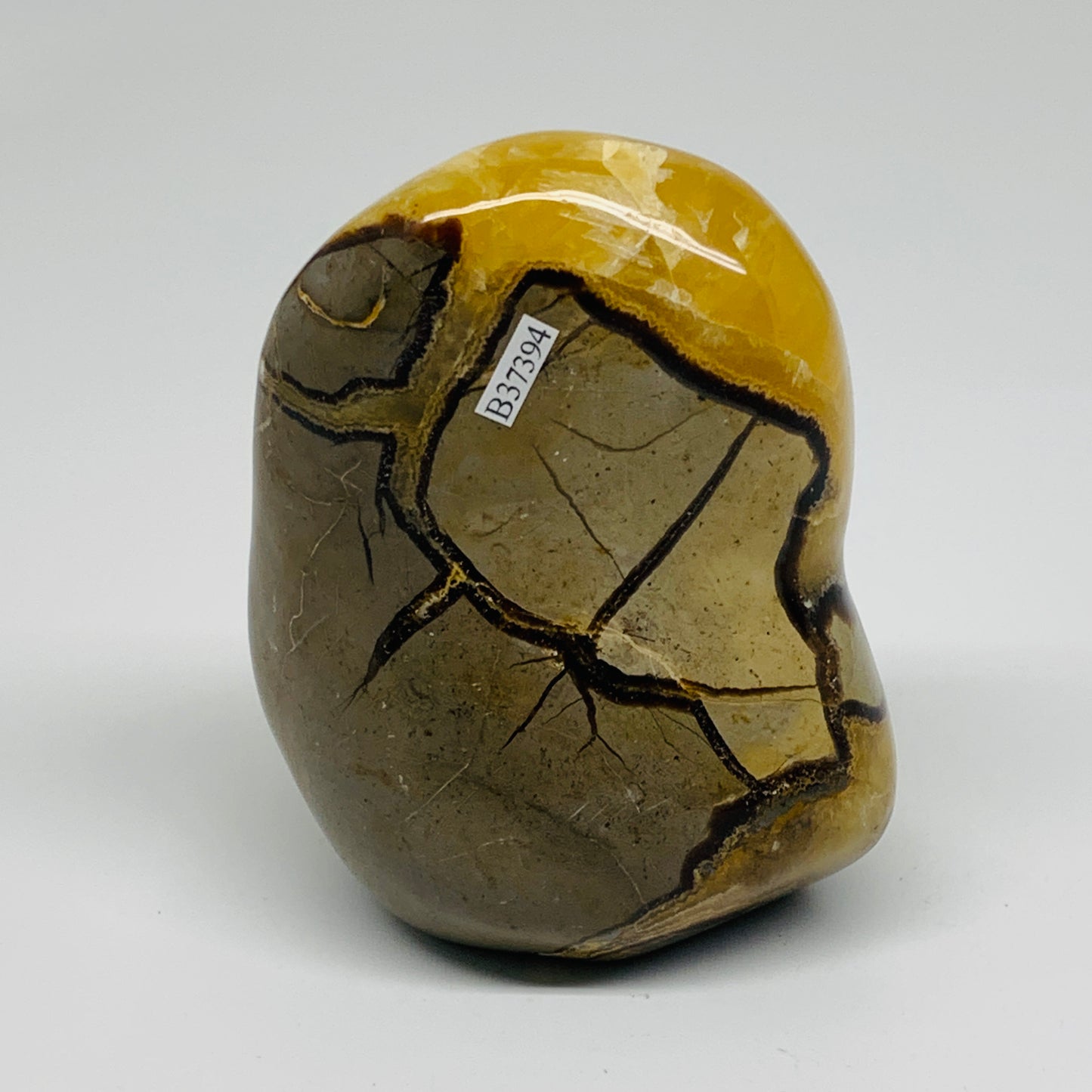 1.55 lbs, 4.2"x3"x2", Septarian Nodules Freeform Polished Crystal, B37394