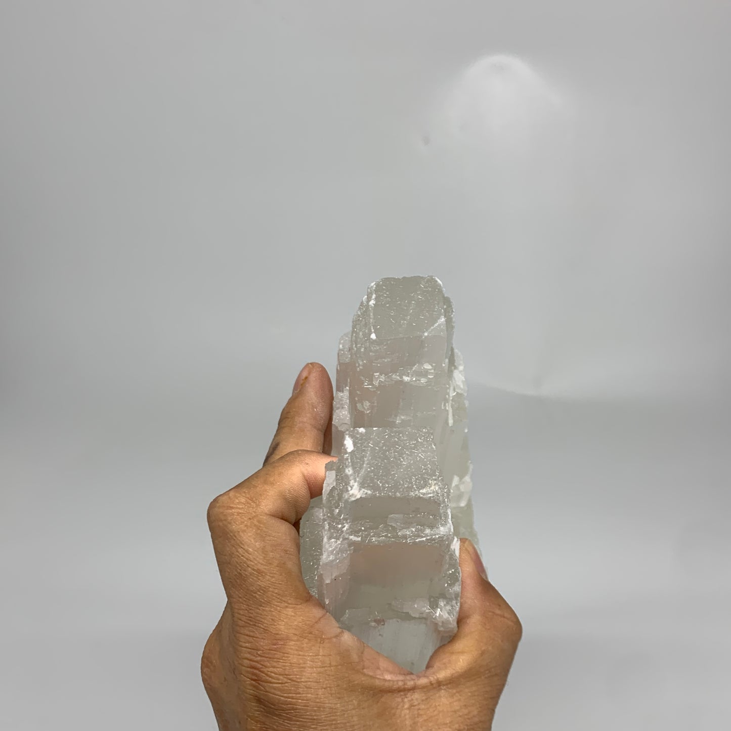 11 lbs, 13.7"x5.3"x3.7" Rough Selenite (Satin Spar) Lamp Tower W/Chord, B35833