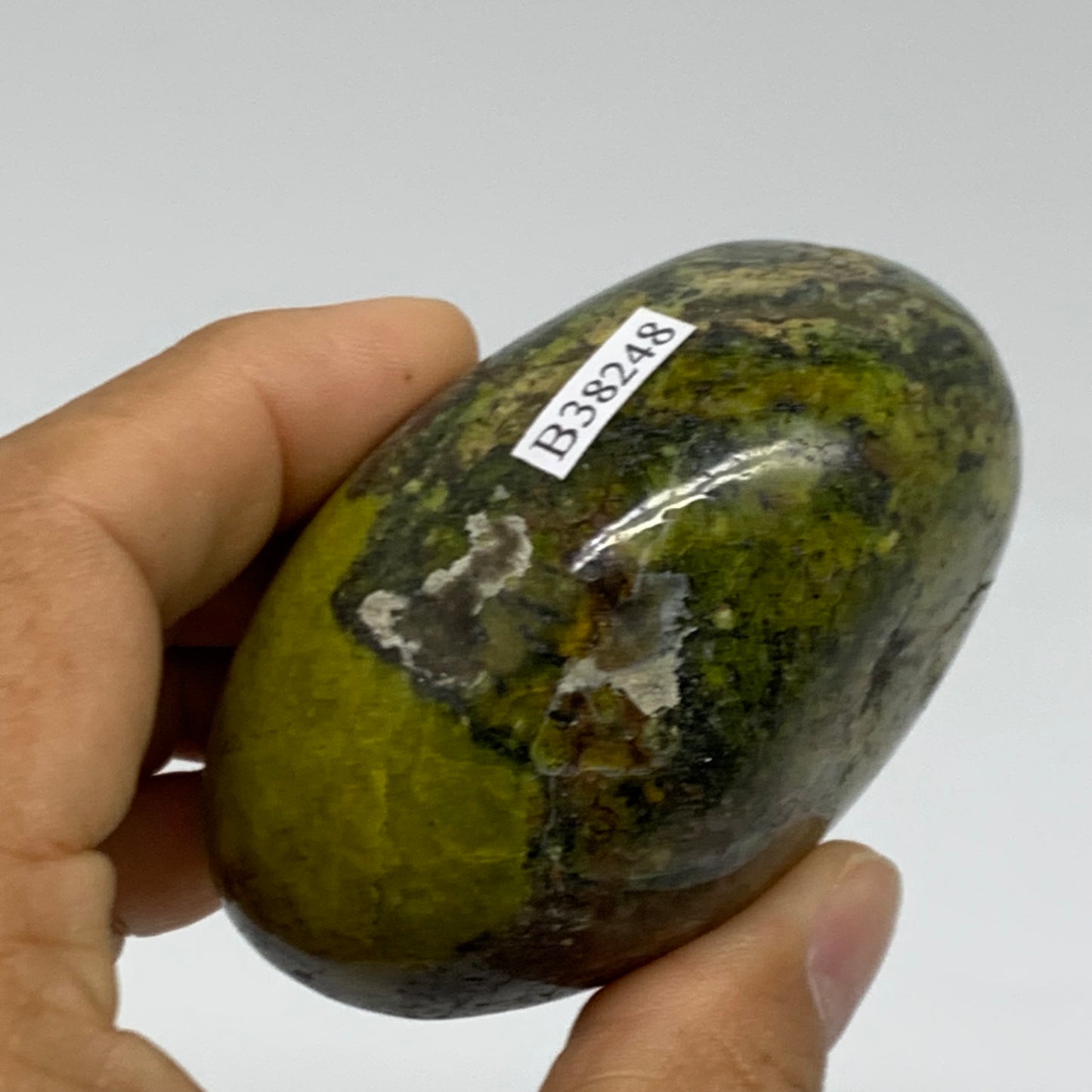 198g, 2.7"x2.3"x1.7", Green Opal Crystal PalmStone Polished Reiki, B38248