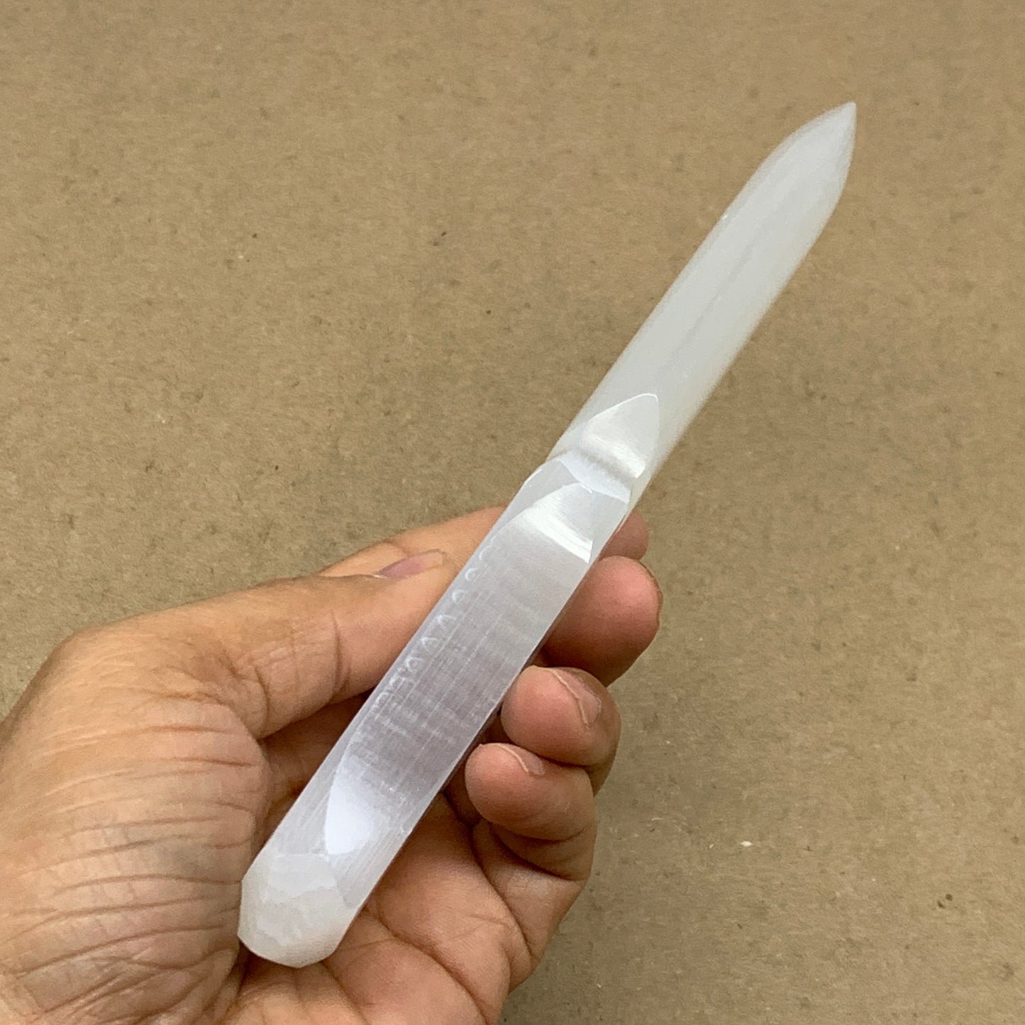 146g, 7.5"x1.3"x0.6", Natural Selenite Crystal Dagger (Satin Spar), B36905