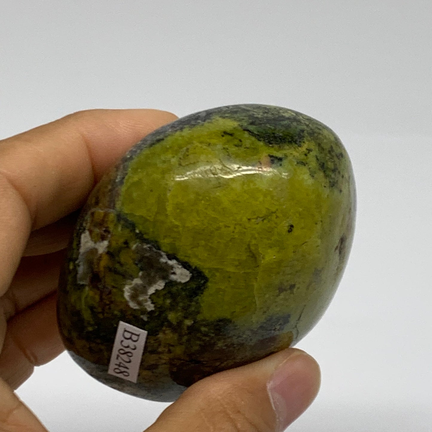 198g, 2.7"x2.3"x1.7", Green Opal Crystal PalmStone Polished Reiki, B38248