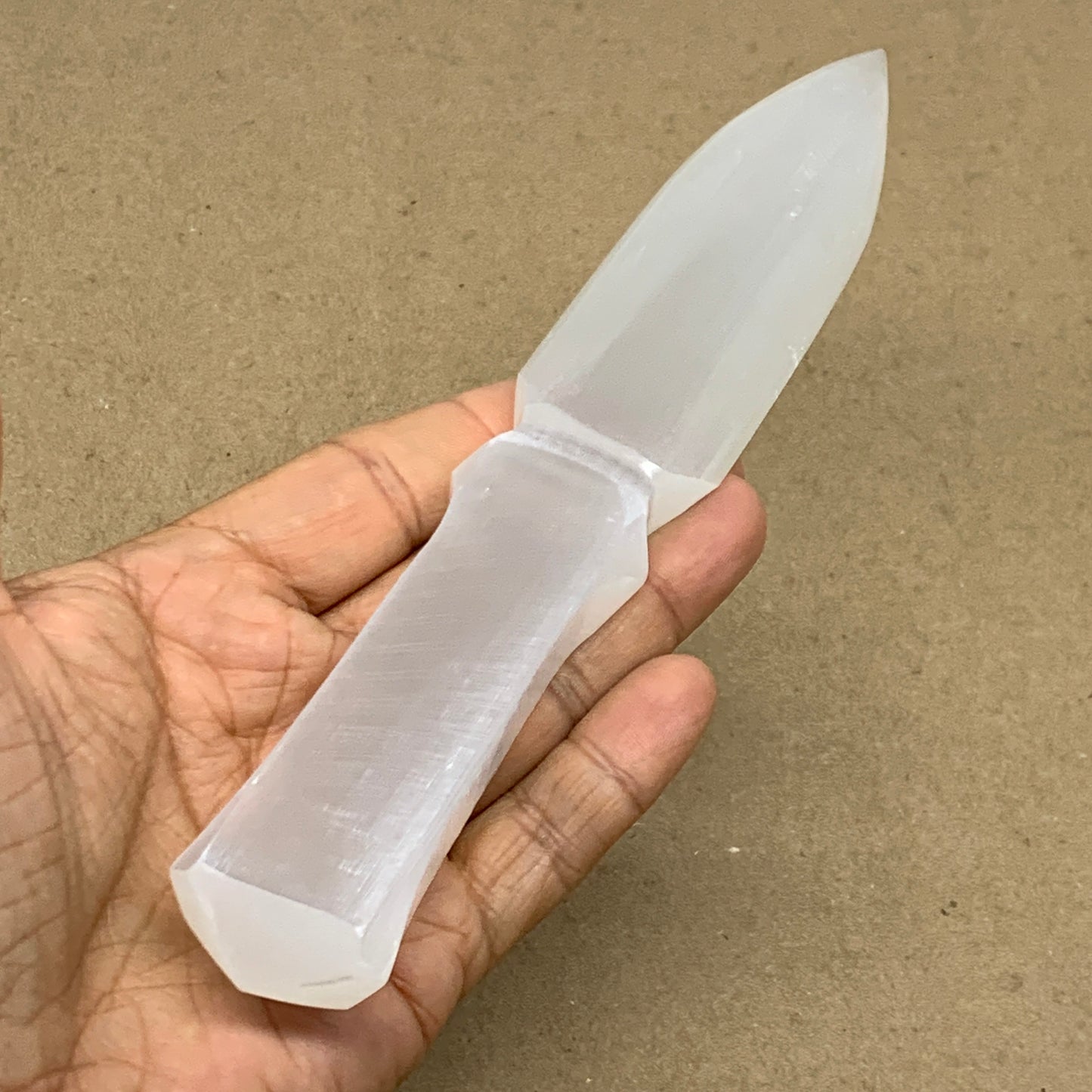 146g, 7.5"x1.3"x0.6", Natural Selenite Crystal Dagger (Satin Spar), B36905